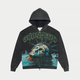 GODSPEED Sunken Liberty Zip Hoodie (Grey Wash) - Gravity NYC